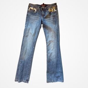 Vintage Dollhouse Y2K Sequin Pocket Jeans Low Rise Bootcut Denim Size‎ 9